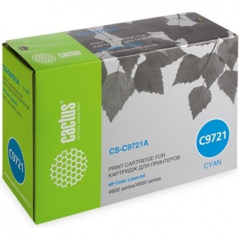 Лазерный картридж CACTUS CS-C9721AR (HP 641A) для HP Color LaserJet 4600, 4600dn, 4600dtn, 4600hdn, 4600n, 4610, 4650, 4650dn, 4650dtn, 4650hdn, 4650n; Canon imageClass C2500; Canon LBP 85, 2510, 5500, голубой, 8 000 стр.