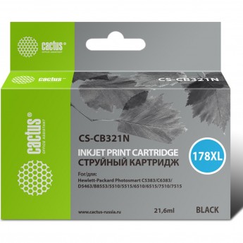 Струйный картридж CACTUS CS-CB321N (HP 178XL) для принтеров HP DeskJet 3070A B611, 3522; PhotoSmart 5510 B111, 5520, 7520, B010, B110, B209, B210, B8553, C310, C410, C5300, C5380, C6383, D5460, увеличенной емкости, черный, 21,6 мл