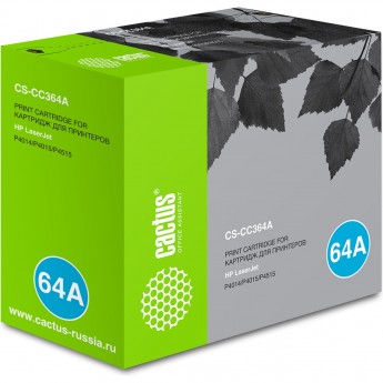 Лазерный картридж CACTUS CS-CC364A (HP 64A) для HP LaserJet P4010, P4014, P4014dn (CB512A), P4014n, P4015, P4015dn, P4015n, P4015tn, P4015x, P4510, P4515, P4515n, P4515tn, P4515x, P4515xm, черный, 10 000 стр.