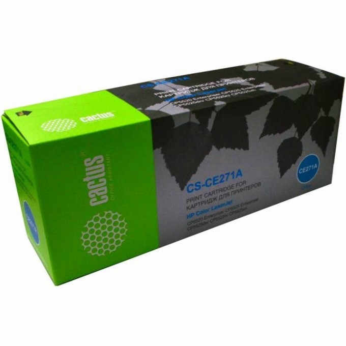 Лазерный картридж CACTUS (HP 650A) для принтеров HP Color LaserJet CP5520 Enterprise, CP5525 Enterprise, CP5525dn, CP5525n, CP5525xh, M750dn Enterprise D3L09A, M750n Enterprise D3L08A, M750xh Enterprise D3L10A, голубой, 15 000 стр. CS-CE271A