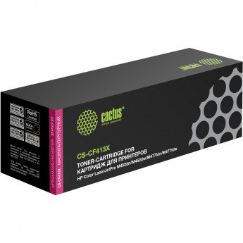 Лазерный картридж CACTUS CS-CF413X (HP 410X) для HP Color LaserJet M377, M377dw (M5H23A), M452 Pro, M452dn Pro (CF389A), M452nw Pro (CF388A), M477, M477fdn, M477fdw, M477fnw, пурпурный, увеличенной емкости, 5 000 стр.