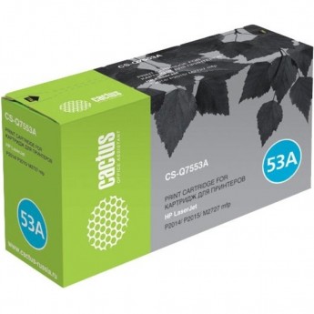 Лазерный картридж CACTUS CS-Q7553A (HP 53A) для HP LaserJet M2727 MFP, M2727nf MFP, M2727nfs MFP, P2010 series, P2012, P2014, P2012n, P2014n, P2015, P2015d, P2015dn, P2015dtn, P2015n, P2015x, черный, 3 000 стр.