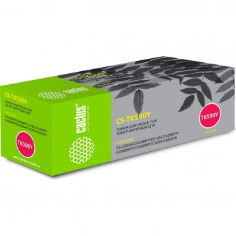 Лазерный картридж CACTUS CS-TK590Y (TK-590Y) для принтеров Kyocera Mita Ecosys M6026, M6026cdn, M6026cidn, M6526, M6526cdn, M6526cidn, P6026cdn, FS C2026, FS C2126, FS C2526 MFP, FS C2626 MFP, FS C5250, желтый, 5 000 стр.