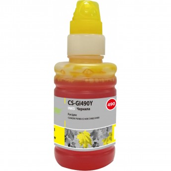 Чернила CACTUS CS-GI490Y для Canon Pixma G1400, G2400, G3400, желтый, 100 мл
