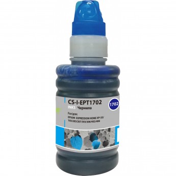 Чернила CACTUS CS-I-EPT1702 для Epson ExpIession Home XP-33, 103, 203, 207, 303, голубой, 100 мл