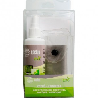 Чистящий набор CACTUS CS-S3001E для экранов и оптики (салфетки + спрей)