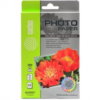 Фотобумага CACTUS CS-GA620025, формат 10x15, 200г/м2