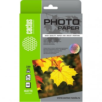 Фотобумага CACTUS CS-MA623050, формат 10x15, 230г/м2, белая