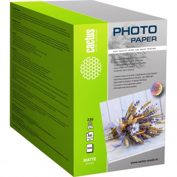 Фотобумага CACTUS CS-MA6230500, формат 10x15, 230г/м2, белая