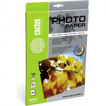 Фотобумага CACTUS CS-MA412020, формат A4, 120г/м2, белая