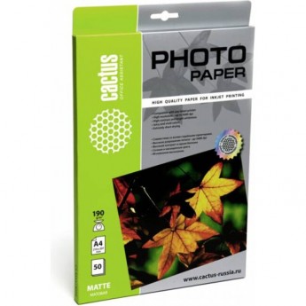 Фотобумага CACTUS CS-MA419050, формат A4, 190г/м2, белая