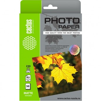 Фотобумага CACTUS CS-MA523050, формат A5, 230г/м2, белая