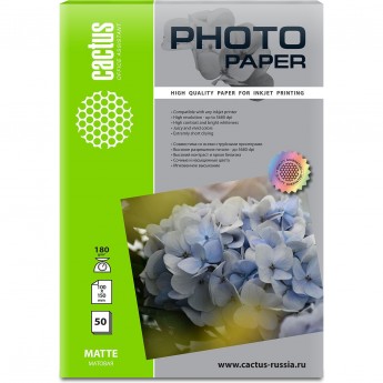 Фотобумага CACTUS CS-MA618050, формат A6, 180г/м2, белый