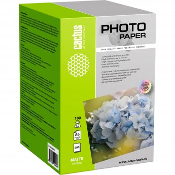 Фотобумага CACTUS CS-MA6180500, формат A6, 180г/м2, белый