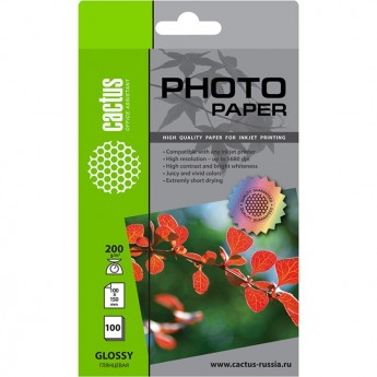 Фотобумага CACTUS CS-GA6200100, формат A6, 200г/м2, белая