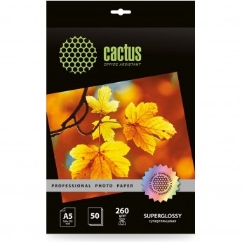 Фотобумага CACTUS PROF CS-HGA526050 A5/260г/м2 белая глянцевая для струйной печати 50л