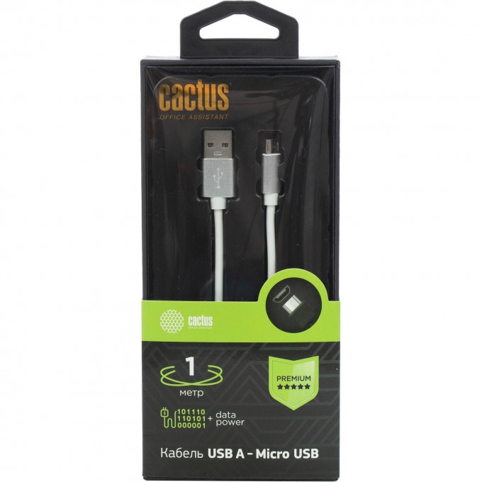 Кабель CACTUS USB Type-C (m)-micro USB (m) 1 м, белый CS-USB.A.USB.MICRO-1