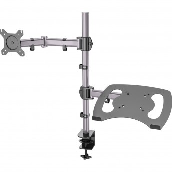 Кронштейн для монитора/ноутбука CACTUS серебряный 13"-27" макс.8кг настольный поворот и наклон