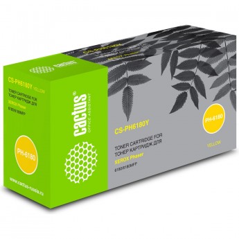 Лазерный картридж CACTUS CS-PH6180Y (113R00725) для Xerox Phaser 6180, 6180dn, 6180mfp, 6180n, 6180vn, желтый, увеличенной емкости, 6 000 стр.