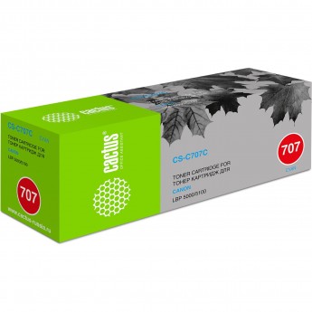 Лазерный картридж CACTUS CS-C707C (Cartridge 707) для Canon LBP 5000 i-Sensys Laser Shot, 5100 i-Sensys, голубой, 2 000 стр.