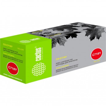 Лазерный картридж CACTUS CS-C718Y (Cartridge 718) для Canon LaserBase MF8330 i-Sensys, MF8350, MF8360, MF8380, MF8540, LBP 7200 i-Sensys, 7210, 7660, 7680, желтый, 2 900 стр.