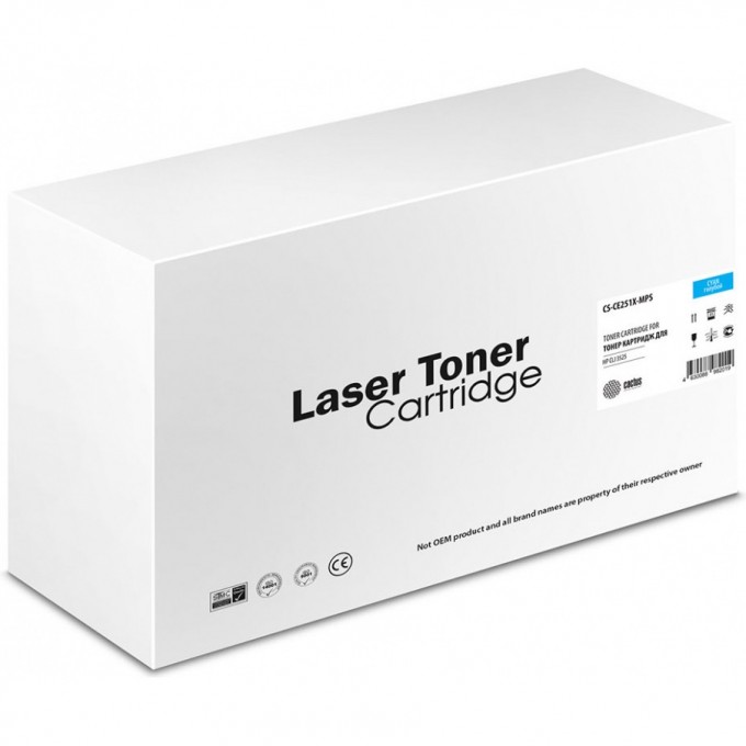 Лазерный картридж CACTUS (HP 504A) для HP Color LaserJet CP3525, CM3530, голубой, увеличенной емкости, 11 000 стр. CS-CE251X-MPS