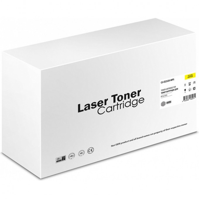 Лазерный картридж CACTUS (HP 504A) для HP Color LaserJet CP3525, CM3530, желтый, увеличенной емкости, 11 000 стр. CS-CE252X-MPS