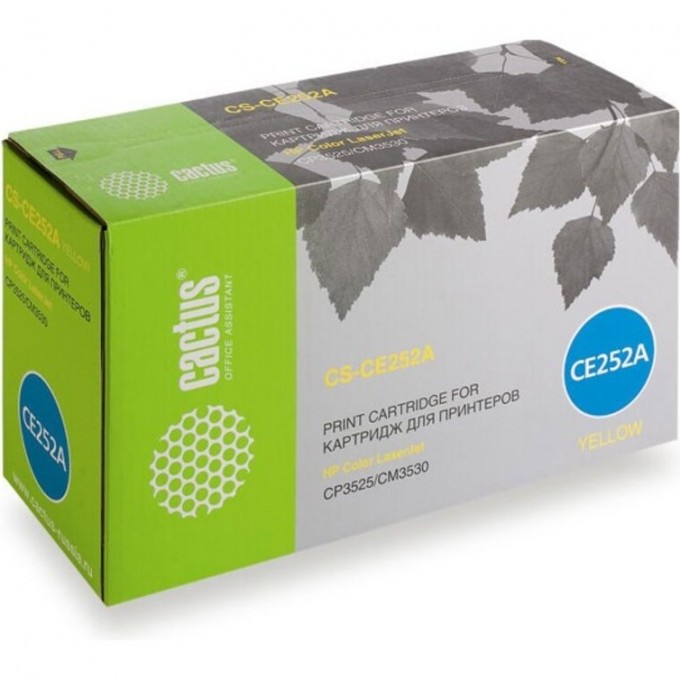 Лазерный картридж CACTUS (HP 504A) для принтеров HP Color LaserJet CM3530, CM3530fs MFP, CP3520, CP3525, CP3525dn, CP3525x, желтый, 7 000 стр. CS-CE252A