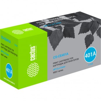 Лазерный картридж CACTUS CS-CE401A (HP 507A) для HP Color LaserJet M551, M551dn (CF082A), M551n , M551xh, M570, M570dn, M570dw, M575, M575dn, M575f, голубой, 6 000 стр.