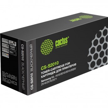 Лазерный картридж CACTUS CS-S2010 (ML-2010D3) для Samsung ML1615, 2010, 2010p, 2010r, 2015, 2510, 2570, 2571, 2571n, черный. 3 000 стр.