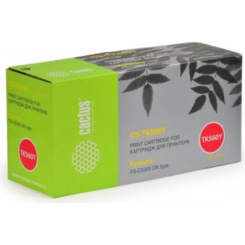 Лазерный картридж CACTUS CS-TK560Y (TK-560Y) для принтеров Kyocera Mita P6030 Ecosys, P6030cdn Ecosys, Mita FS C5300, C5300dn, C5350, C5350dn, желтый, 10 000 стр.