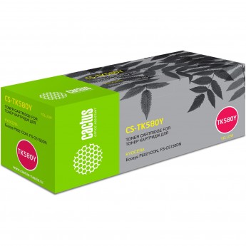 Лазерный картридж CACTUS CS-TK580Y (TK-580Y) для принтеров Kyocera Mita P6021 Ecosys, P6021cdn Ecosys, Mita FS C5150, C5150dn, желтый, 2 800 стр.