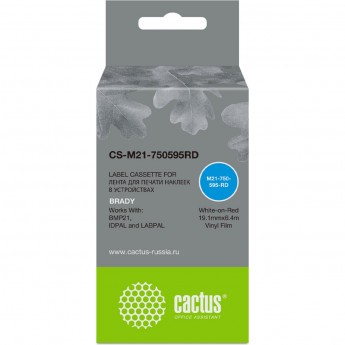 Ленточный картридж CACTUS CS-M21-750595RD для Brady BMP21-PLUS, BMP21-LAB, белый