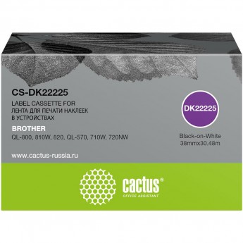 Ленточный картридж CACTUS CS-DK22225 для Brother QL-800, 810W, 820, QL-570, 710W, 720NW, черный