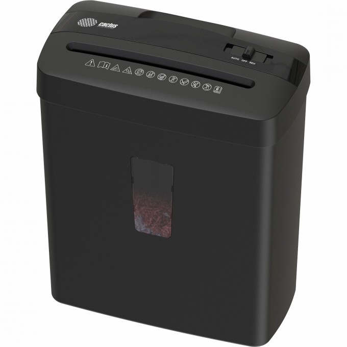 Шредер CACTUS черный P-4 перекрестный 6листов 13л скобы пластиковые карты cs-sh-a3