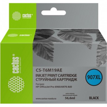 Струйный картридж CACTUS CS-T6M19AE (907XL) для HP OfficeJet pro 6960, 6970, черный, 56,6 мл