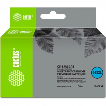 Струйный картридж CACTUS CS-3JA30AE (963XL) для HP OfficeJet Pro 9010, 9010e, 9012, 9014, 9015, 9016, 9019, черный, 58 мл