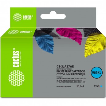 Струйный картридж CACTUS CS-3JA27AE (963XL) для HP OfficeJet Pro 9010, 9010e, 9012, 9014, 9015, 9016, 9019, голубой, 25.5 м