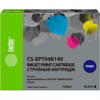 Струйный картридж CACTUS CS-EPT04B140 (C13T04B140) для Epson WorkForce Pro WF-C8190, WF-C8690, черный, 120 мл