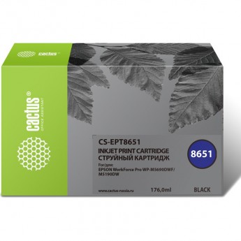 Струйный картридж CACTUS CS-EPT8651 (C13T865140) для Epson WF5190, 5690, черный, 176 мл