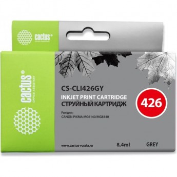Струйный картридж CACTUS CS-CLI426GY (CLI-426GY) для Canon Pixma MG6140, MG6240, MG8140, MG8240, MX714, MX884, MX894, серый, 8,4 мл