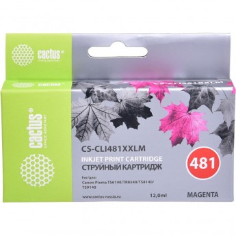 Струйный картридж CACTUS CS-CLI481XXLM (CLI-481M XXL) для Canon Pixma TR7540, TR8540, TS6140, TS8140, TS9140, TS704, пурпурный, 12 мл