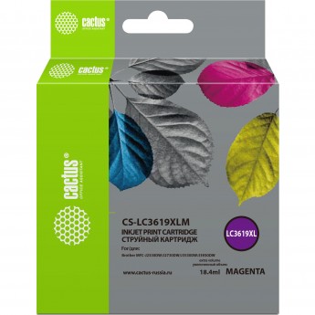 Струйный картридж CACTUS CS-LC3619XLM для Brother MFC J2330dw, J2730dw, J3530dw, J3930dw, увеличенной емкости, пурпурный, 18,4 мл