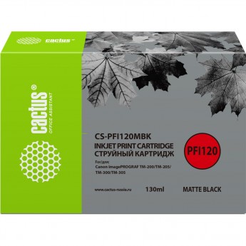 Струйный картридж CACTUS CS-PFI120MBK для Canon imagePrograf TM-200, TM-205, TM-300, TM-305, черный матовый, 130 мл