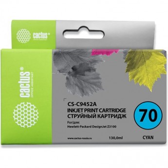 Струйный картридж CACTUS CS-C9452A (HP 70) для HP DesignJet Z2100, Z2100gp, Z3100, Z3100gp, Z3100ps gp, Z3200, Z3200ps, Z5200, Z5400 ePrinter, Z5400ps PostScript, голубой, 130 мл