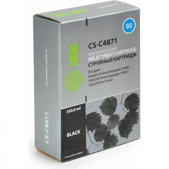 Струйный картридж CACTUS CS-C4871 (HP 80) для HP DesignJet 1000 series, 1050, 1050C, 1050C Plus, 1055, 1055CM, 1055CM Plus, черный, 350 мл.