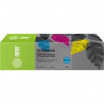 Струйный картридж CACTUS CS-M0J90AE (HP 991) для HP PW 755dn, MFP 774dn, 779dn, Pro 750dw, 772dn, увеличенной емкости, голубой, 250 мл