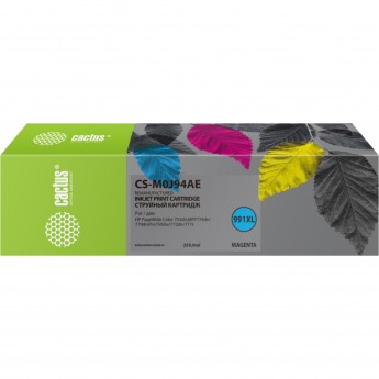 Струйный картридж CACTUS CS-M0J94AE (HP 991) для HP PW 755dn, MFP 774dn, 779dn, Pro 750dw, 772dn, увеличенной емкости, пурпурный, 250 мл