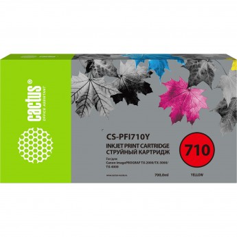 Струйный картридж CACTUS CS-PFI710Y (PFI-710Y) для Canon imagePROGRAF TX-2000, TX-3000, TX-4000, желтый, 700 мл