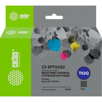 Струйный картридж CACTUS CS-EPT02Q2 (T02Q) для Epson WorkForce Enterprise WF-C20600D4TW, голубой, 660 мл